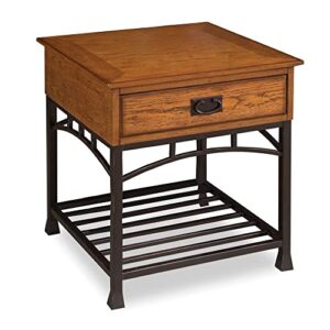 modern craftsman distressed oak end table by home styles, brown 22d x 22w x 24.5h in