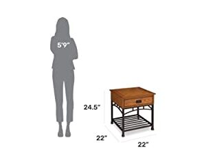 Modern Craftsman Distressed Oak End Table by Home Styles, Brown 22D x 22W x 24.5H in