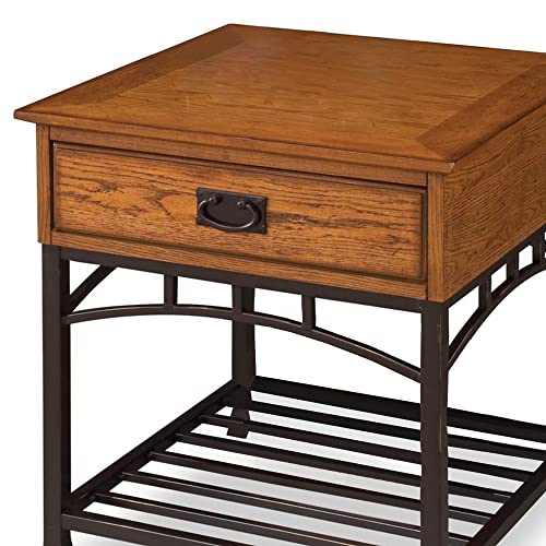 Modern Craftsman Distressed Oak End Table by Home Styles, Brown 22D x 22W x 24.5H in