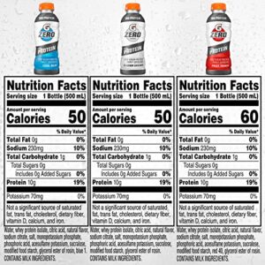 Gatorade Zero With Protein, 10g Whey Protein Isolate, Zero Sugar, Electrolytes, 3 Flavor Variety Pack, 16.9 Fl Oz, 12 Pack