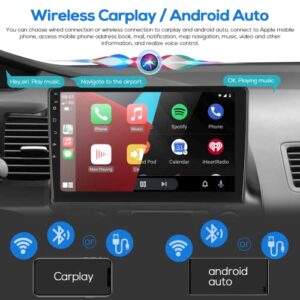 for Honda Civic 2006-2011 Wireless Carplay Android Car Stereo Support Wireless Android Auto with WiFi GPS Navigation AHD Backup Camera FM RDS Radio Receiver EQ HiFi Steering Wheel Controls