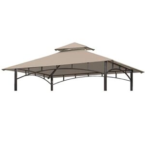 warmally grill gazebo replacement canopy roof, 5′ x 8′ outdoor bbq gazebo canopy top cover, double tired grill canopy tent cover with durable polyester fabric, fit for model l-gg001pst-f, khaki