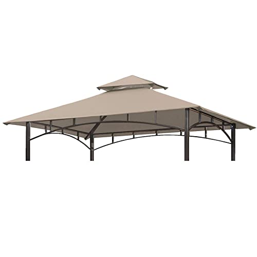 Warmally Grill Gazebo Replacement Canopy Roof, 5' x 8' Outdoor BBQ Gazebo Canopy Top Cover, Double Tired Grill Canopy Tent Cover with Durable Polyester Fabric, Fit for Model L-GG001PST-F, Khaki