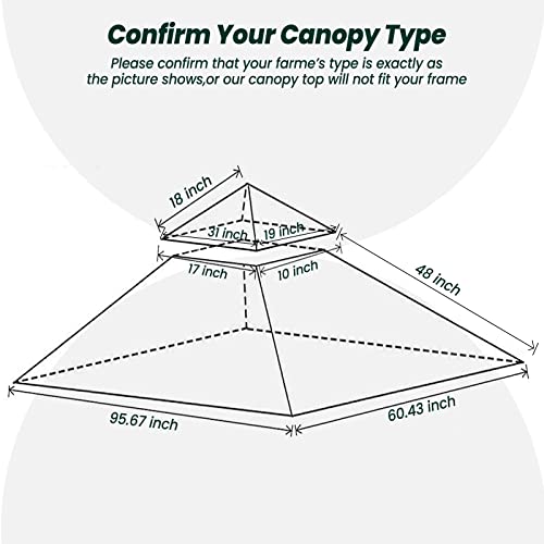 Warmally Grill Gazebo Replacement Canopy Roof, 5' x 8' Outdoor BBQ Gazebo Canopy Top Cover, Double Tired Grill Canopy Tent Cover with Durable Polyester Fabric, Fit for Model L-GG001PST-F, Khaki