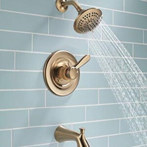 Delta Faucet Lahara 17 Series Dual-Function Tub and Shower Trim Kit with 5-Spray Touch-Clean Shower Head, Champagne Bronze T17438-CZ (Valve Not Included)
