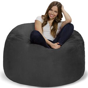 chill sack bean bag chair: giant 4′ memory foam furniture bean bag – big sofa with soft micro fiber cover – charcoal