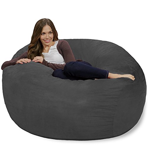 Chill Sack Bean Bag Chair: Giant 4' Memory Foam Furniture Bean Bag - Big Sofa with Soft Micro Fiber Cover - Charcoal