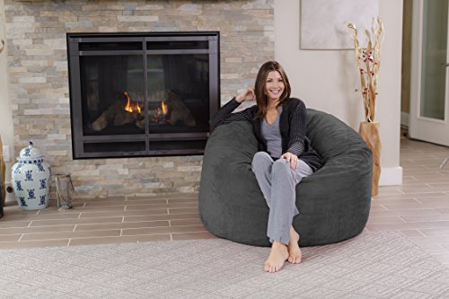 Chill Sack Bean Bag Chair: Giant 4' Memory Foam Furniture Bean Bag - Big Sofa with Soft Micro Fiber Cover - Charcoal