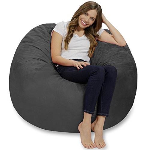 Chill Sack Bean Bag Chair: Giant 4' Memory Foam Furniture Bean Bag - Big Sofa with Soft Micro Fiber Cover - Charcoal