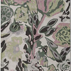 Rugs America White Green Floral Contemporary Rug May Flowers VA15B 5'0"X7'0" Area Rug