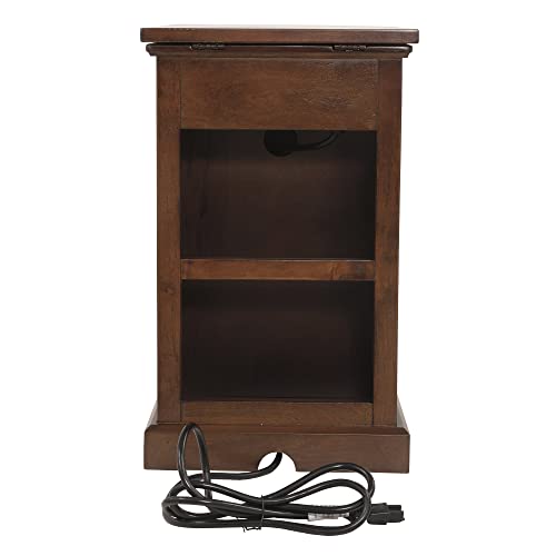 Signature Design by Ashley Laflorn Traditional Chair Side End Table with 2 USB Ports & Outlets, Medium Brown