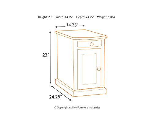 Signature Design by Ashley Laflorn Traditional Chair Side End Table with 2 USB Ports & Outlets, Medium Brown