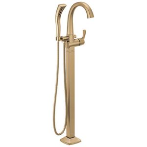 delta faucet t4777-czfl single handle tub filler trim floor-mount, champagne bronze