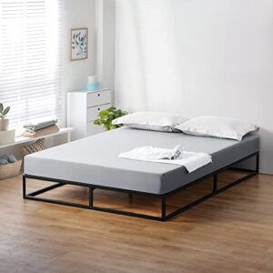 olee sleep 9 inch modern metal platform bed frame steel slats mattress foundation no box spring needed, full, black
