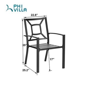 PHI VILLA 300lbs Wrought Iron Outdoor Patio Bistro Chairs with Armrest for Garden,Backyard - 2 Pack