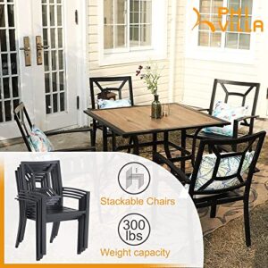 PHI VILLA 300lbs Wrought Iron Outdoor Patio Bistro Chairs with Armrest for Garden,Backyard - 2 Pack