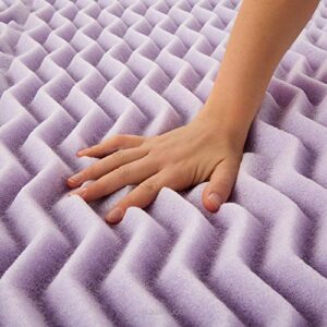 Lucid 2 Inch Mattress Topper King – Memory Foam Mattress Topper King – 5 Zone Lavender Infusion – CertiPur Certified Foam