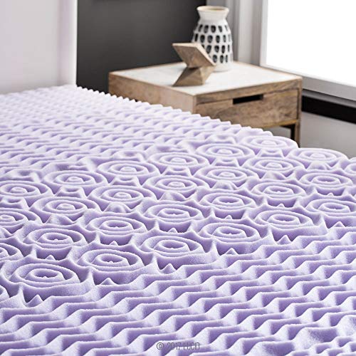 Lucid 2 Inch Mattress Topper King – Memory Foam Mattress Topper King – 5 Zone Lavender Infusion – CertiPur Certified Foam