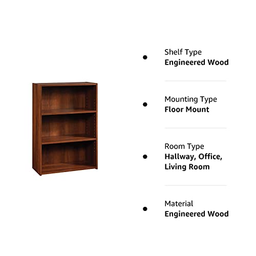 Sauder Beginnings 3-Shelf Bookcase, Brook Cherry finish