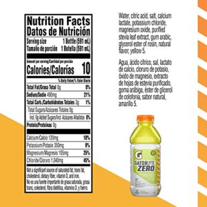 Gatorlyte Zero Electrolyte Beverage, Lemon Lime, Zero Sugar Hydration, Specialized Blend of 5 Electrolytes, No Artificial Sweeteners or Flavors, 20oz Bottles (12 Pack)​