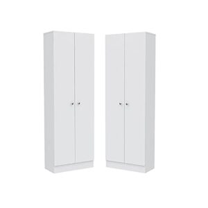 home square 2 piece multi storage pantry cabinet set in white