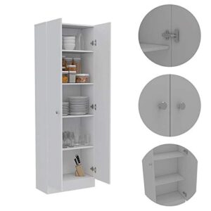 Home Square 2 Piece Multi Storage Pantry Cabinet Set in White