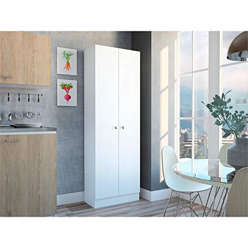 Home Square 2 Piece Multi Storage Pantry Cabinet Set in White
