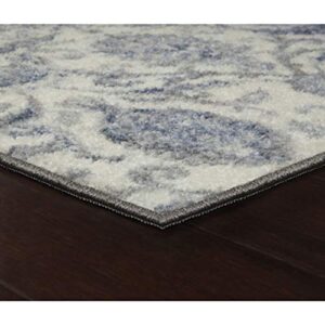 Maples Rugs Blooming Damask Non Slip Runner Rug For Hallway Entry Way Floor Carpet [Made in USA], 2 x 6, Grey/Blue