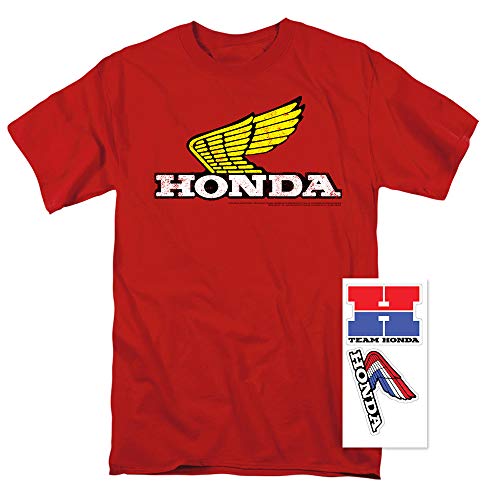 Honda Yellow Wing Logo T-Shirt & Stickers (X-Large)