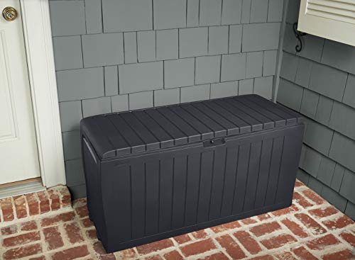 Keter Marvel Plus 71 Gallon Resin Outdoor Box for Patio Furniture Cushion Storage, Grey