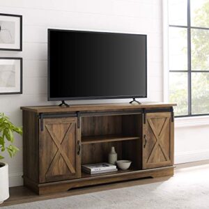 home accent furnishings tucker 58 inch sliding barn door television stand in rustic oak