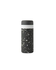 w&p porter insulated bottle 16 oz | clean taste ceramic coating for water, coffee, & tea | wide mouth vacuum insulated | dishwasher safe, charcoal terrazzo