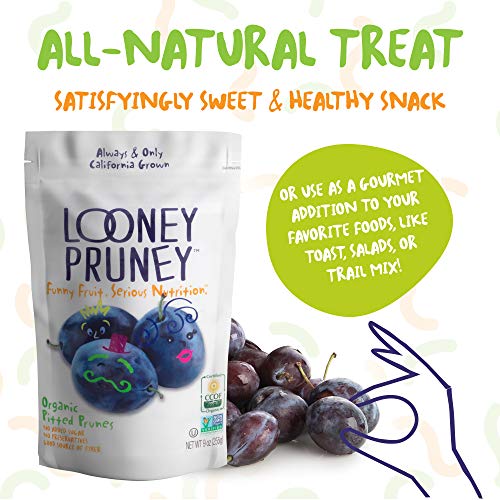 Looney Pruney Organic Pitted Dried Prunes for the Entire Family | Always California-Grown | Kosher | No Added Sugar & No Preservatives (6 pack)