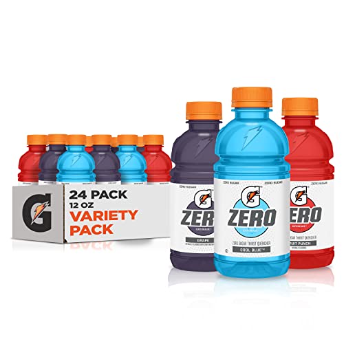 Gatorade Zero Thirst Quencher, 3 Flavor Variety Pack, New for 2023, 12 Fl Oz Bottles, (24 Pack)