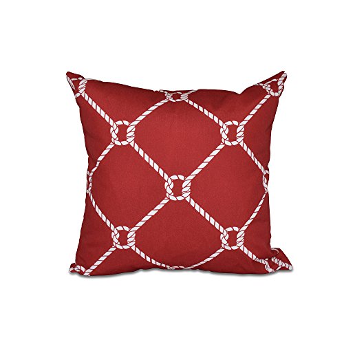 E by design PGN410RE1-16 16 x 16 Ahoy, Geometric Print Pillow Red