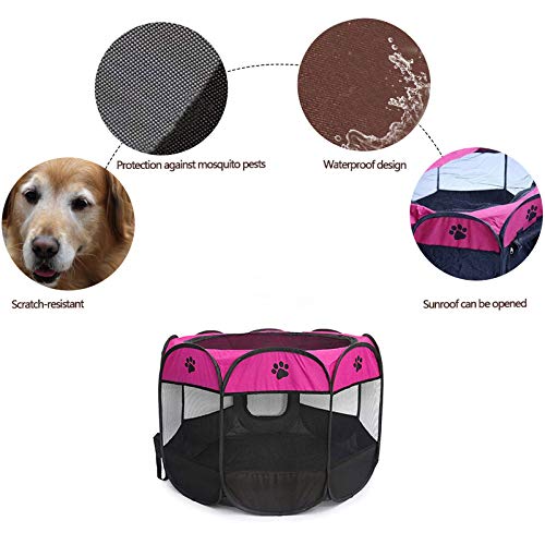 BEIKOTT Pet Playpen, Foldable Dog Playpens, Portable Exercise Kennel Tent for Puppies/Dogs/Cats/Rabbits, Dog Play Tent with Removable Mesh Shade Cover for Travel Indoor Outdoor Using(Small)