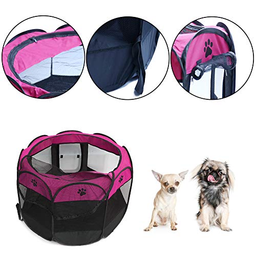 BEIKOTT Pet Playpen, Foldable Dog Playpens, Portable Exercise Kennel Tent for Puppies/Dogs/Cats/Rabbits, Dog Play Tent with Removable Mesh Shade Cover for Travel Indoor Outdoor Using(Small)