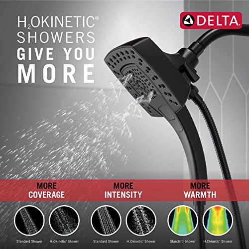 Delta Faucet 5-Spray In2ition Dual Matte Black Shower Head with HandHeld Spray, H2Okinetic Shower Head with Hose, Showerheads, Magnetic Docking, Matte Black 58474-BL25