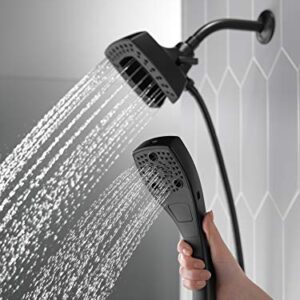 Delta Faucet 5-Spray In2ition Dual Matte Black Shower Head with HandHeld Spray, H2Okinetic Shower Head with Hose, Showerheads, Magnetic Docking, Matte Black 58474-BL25