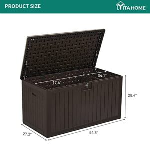 YITAHOME XL 150 Gallon Large Deck Box,Outdoor Storage for Patio Furniture Cushions,Garden Tools and Pool Toys with Flexible Divider,Waterproof,Lockable (Brown)