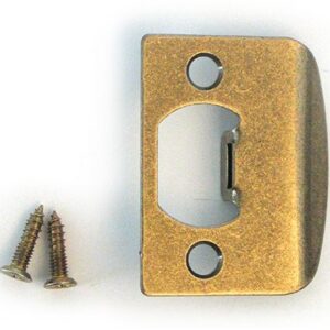 Kwikset 3437-01 5 CP STRK, SQ CNR FULL LIP Square Corner Strike Plate, Antique Brass