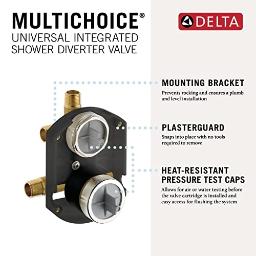 Delta Faucet R22000 MultiChoice Universal Valve 3-Setting 6-Setting Custom Shower Integrated Diverter Rough, Custom Shower Valve Kit, Delta Shower Trim Kit, Brass Construction, R22000