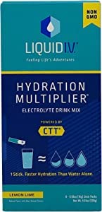 liquid i.v. hydration multiplier, electrolyte powder, easy open packets, supplement drink mix (lemon lime, 8 count)