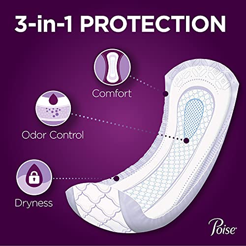 Poise Incontinence Pads for Women, Ultimate Absorbency, Long, Original Design, 90 Count (2 Packs of 45) (Packaging May Vary)