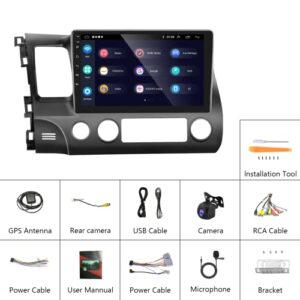 2G+32G for Honda Civic 2006 2007 2008 2009 2010 2011 Wireless Apple CarPlay Android Auto Car Stereo podofo 10.1 Inch Android Touch Screen Bluetooth Car Radio with GPS Navigation WiFi Backup Camera Mic