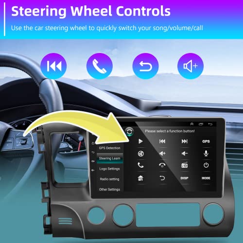 2G+32G for Honda Civic 2006 2007 2008 2009 2010 2011 Wireless Apple CarPlay Android Auto Car Stereo podofo 10.1 Inch Android Touch Screen Bluetooth Car Radio with GPS Navigation WiFi Backup Camera Mic