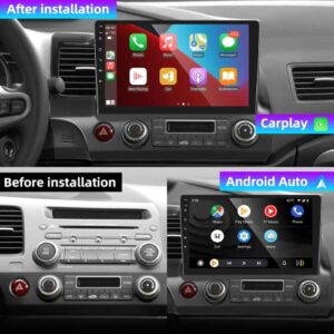 2G+32G for Honda Civic 2006 2007 2008 2009 2010 2011 Wireless Apple CarPlay Android Auto Car Stereo podofo 10.1 Inch Android Touch Screen Bluetooth Car Radio with GPS Navigation WiFi Backup Camera Mic