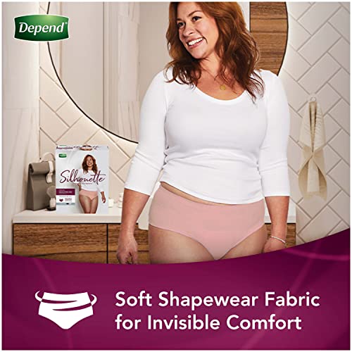 Depend Silhouette Adult Incontinence and Postpartum Underwear for Women, Maximum Absorbency, Large (40–52" Waist), Berry, 52 Count (2 Packs of 26)