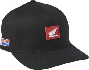fox racing mens honda flexfit hat, black, large-x-large
