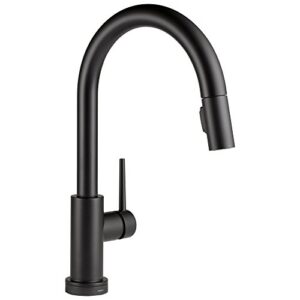 delta faucet trinsic matte black kitchen faucet touch, touch kitchen faucets with pull down sprayer, kitchen sink faucet, kitchen faucet black, touch2o technology, matte black 9159t-bl-dst